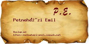 Petneházi Emil névjegykártya