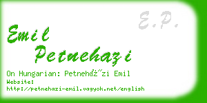 emil petnehazi business card